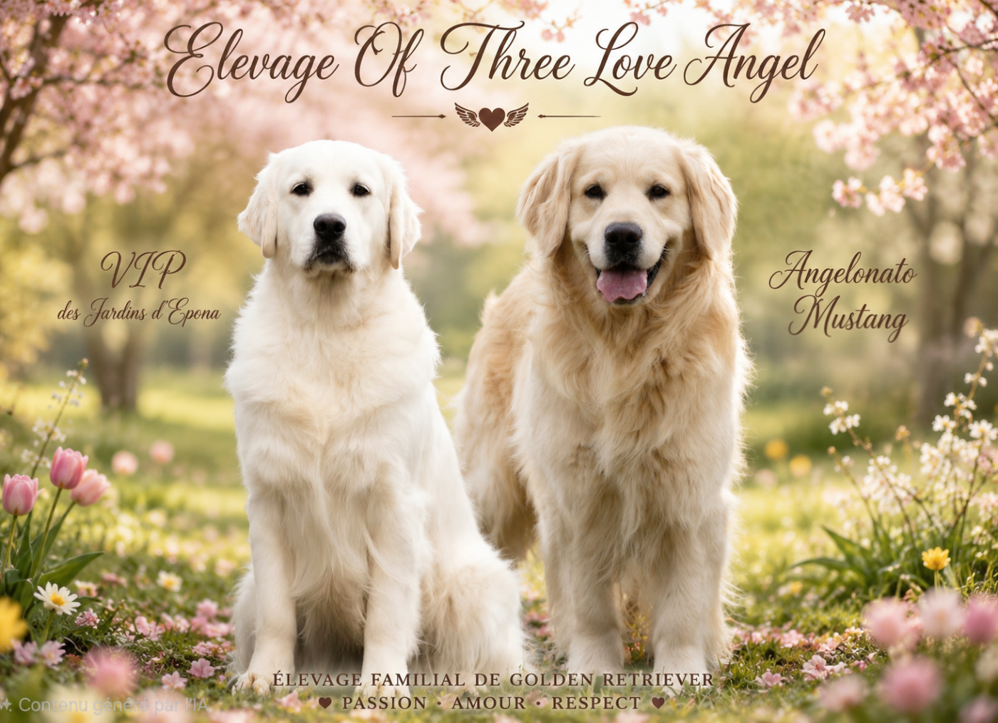 Chiot Golden Retriever of three love angel
