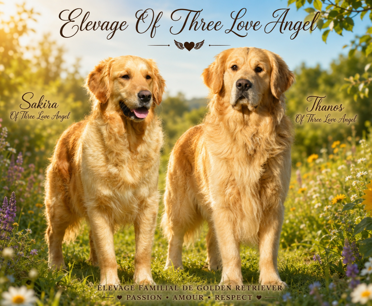 Chiot Golden Retriever of three love angel