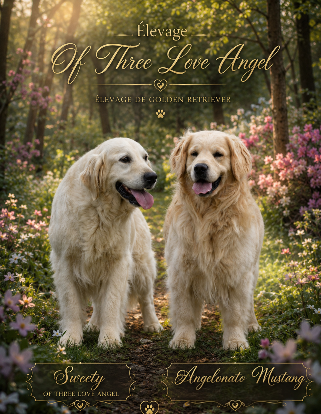 Chiot Golden Retriever of three love angel